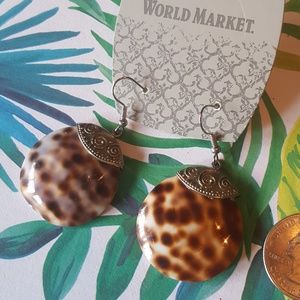 NWT World Market Silver and Shell Earrings